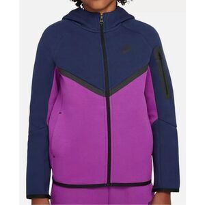 Nike NWT Sportswear Tech Fleece Full Zip Hoodie Jacket Navy/Purple/Black YOUTH X